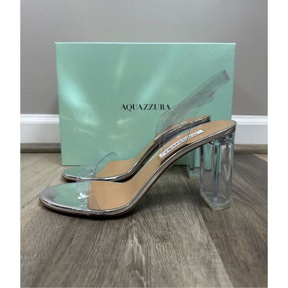 AQUAZZURA So Nude 105 PVC slingback sandals Size 40(10) $750 - Picture 12 of 16